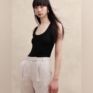 NWT Banana Republic Factory Black Ribbed Scoop-neck Tank Size XS Women